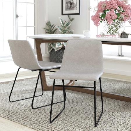 Flash Furniture 18" Light Gray LeatherSoft Dining Chairs, 2PK ET-ER18345-18-LG-BK-GG